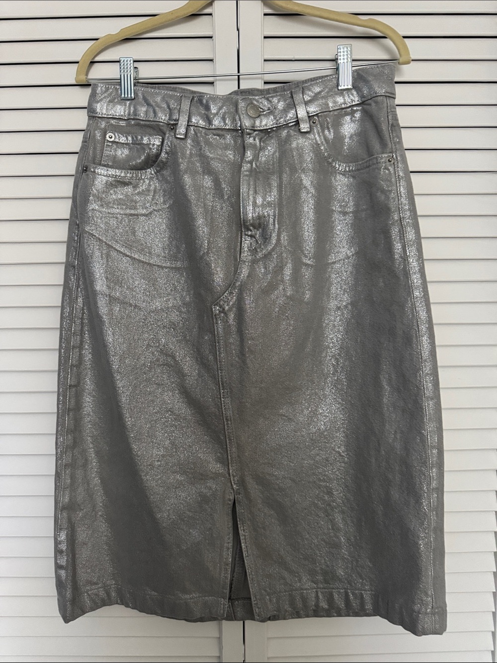 Silver Metallic Maxi Skirt